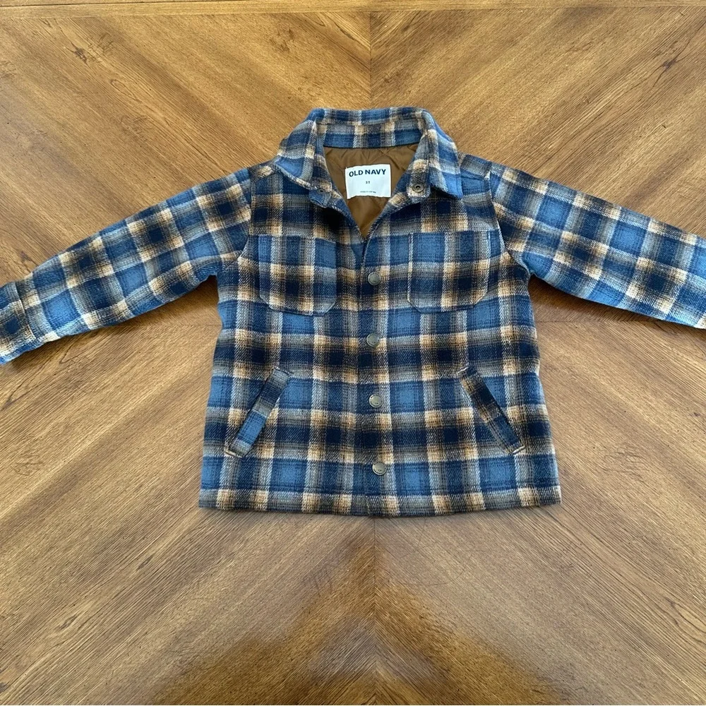 Old Navy Shacket, Size 3T, Plaid, Unisex Kids Jacket Outerwear